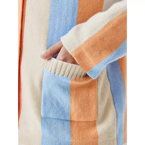 Haloumoning Girls Oversized Color Block Cardigan Sweaters 4-14 Years