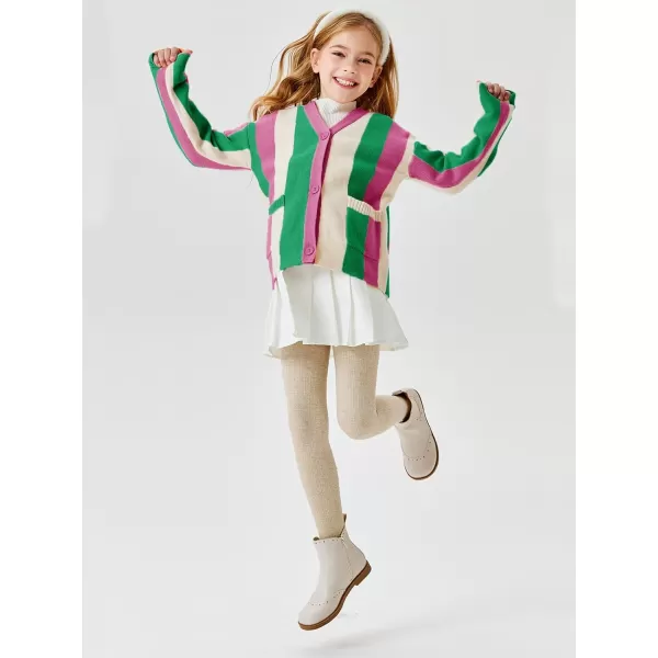 Haloumoning Girls Oversized Color Block Cardigan Sweaters 4-14 Years