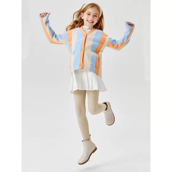 Haloumoning Girls Oversized Color Block Cardigan Sweaters 4-14 Years