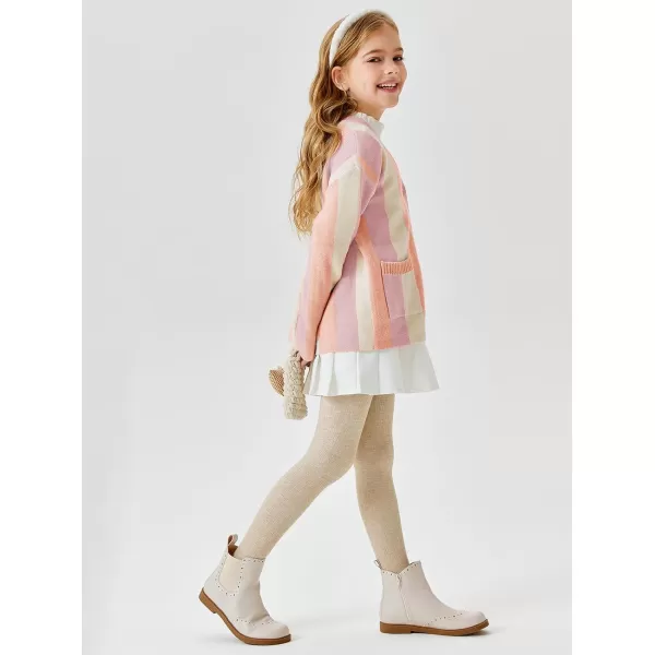 Haloumoning Girls Oversized Color Block Cardigan Sweaters 4-14 Years