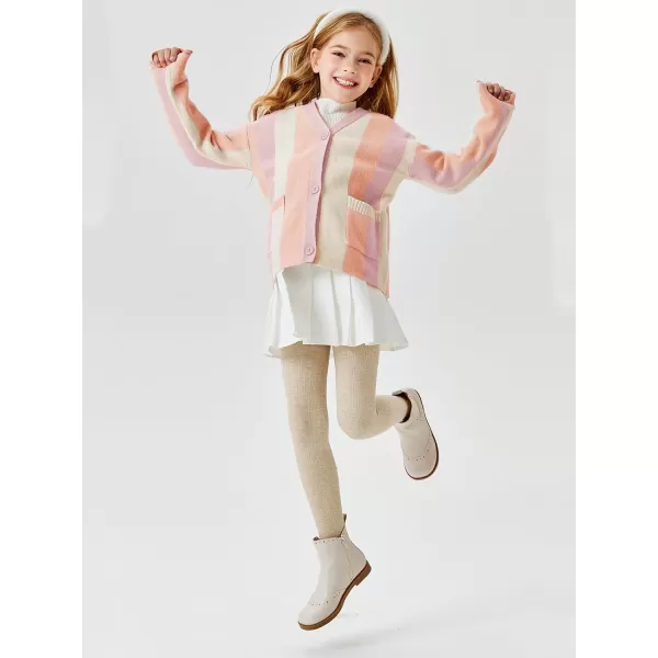 Haloumoning Girls Oversized Color Block Cardigan Sweaters 4-14 Years