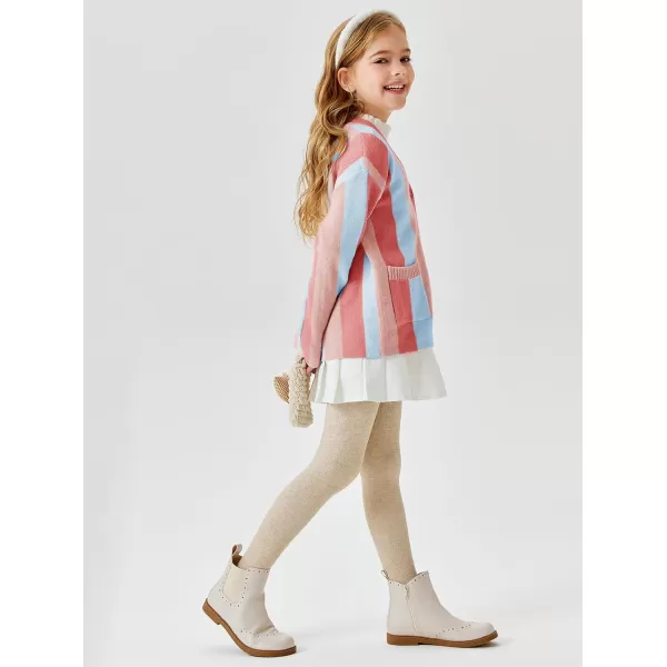 Haloumoning Girls Oversized Color Block Cardigan Sweaters 4-14 Years