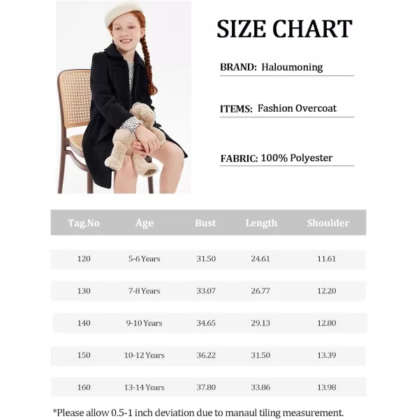 Haloumoning Girls Ruffle Dress Coats Winter Lapel Single Breasted Jackets Outerwear with Pockets 5-14 Years