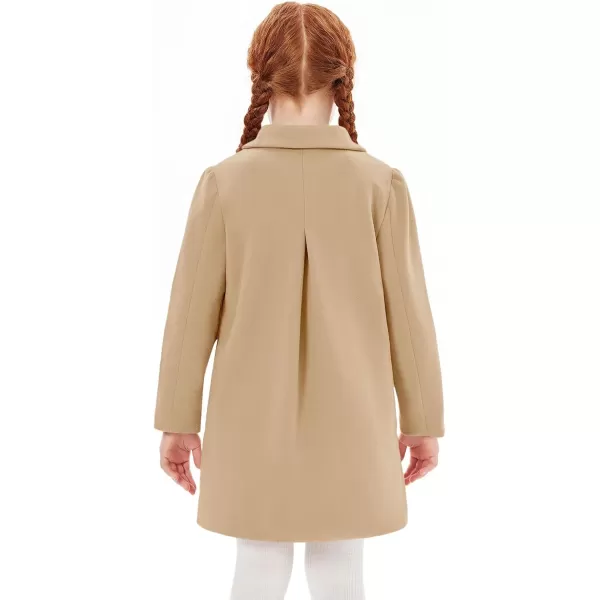 Haloumoning Girls Ruffle Dress Coats Winter Lapel Single Breasted Jackets Outerwear with Pockets 5-14 Years