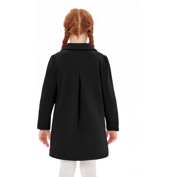 Haloumoning Girls Ruffle Dress Coats Winter Lapel Single Breasted Jackets Outerwear with Pockets 5-14 Years