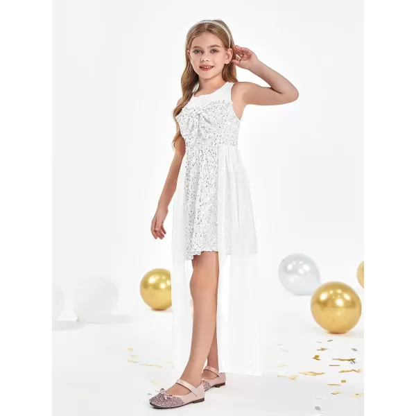 Haloumoning Girls Sequin Dress Kids Formal Sleeveless Pageant Birthday Party Dresses 5-14 Years