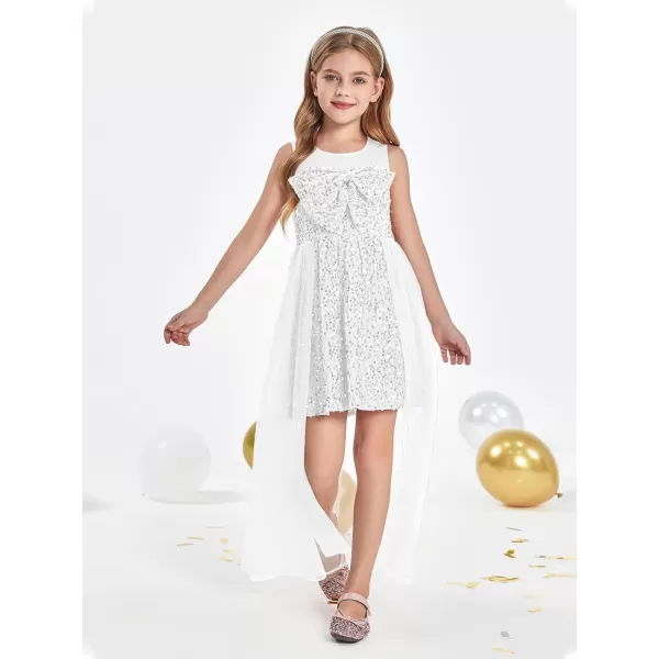 Haloumoning Girls Sequin Dress Kids Formal Sleeveless Pageant Birthday Party Dresses 5-14 Years