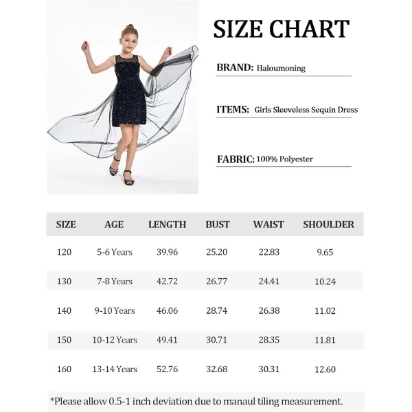 Haloumoning Girls Sequin Dress Kids Formal Sleeveless Pageant Birthday Party Dresses 5-14 Years