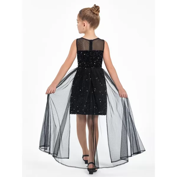 Haloumoning Girls Sequin Dress Kids Formal Sleeveless Pageant Birthday Party Dresses 5-14 Years