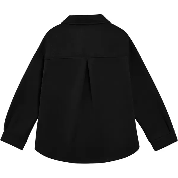 Haloumoning Girls' Shacket Button Down Lightweight Jacket Teen Girls Mid Length Oversized Trench Coat