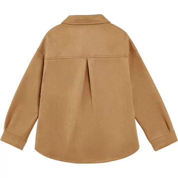 Haloumoning Girls' Shacket Button Down Lightweight Jacket Teen Girls Mid Length Oversized Trench Coat