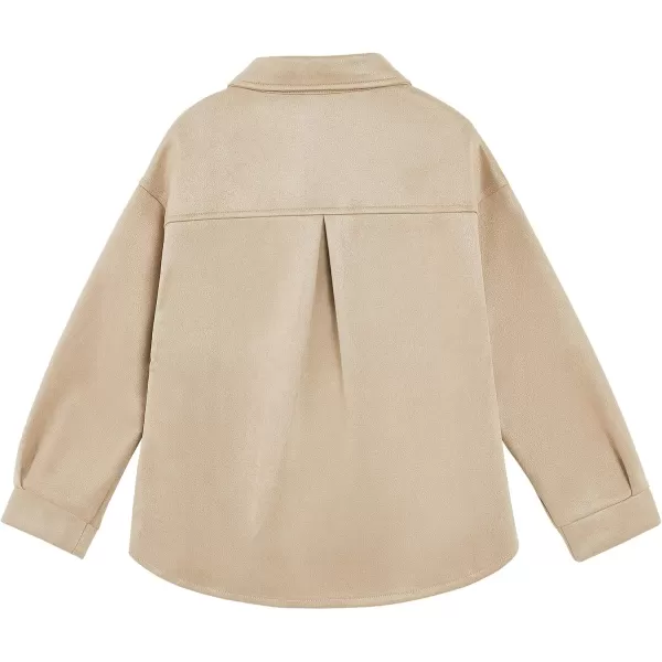 Haloumoning Girls' Shacket Button Down Lightweight Jacket Teen Girls Mid Length Oversized Trench Coat