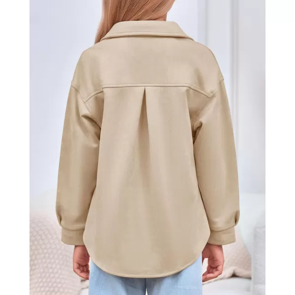 Haloumoning Girls' Shacket Button Down Lightweight Jacket Teen Girls Mid Length Oversized Trench Coat