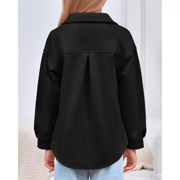 Haloumoning Girls' Shacket Button Down Lightweight Jacket Teen Girls Mid Length Oversized Trench Coat