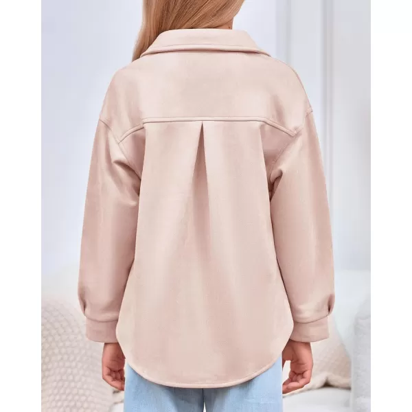 Haloumoning Girls' Shacket Button Down Lightweight Jacket Teen Girls Mid Length Oversized Trench Coat