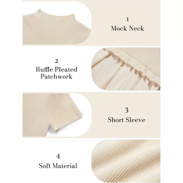 Haloumoning Girls Short Sleeve Mock Neck Dress Summer Casual Dresses A-Line Swing Elegant Sundress