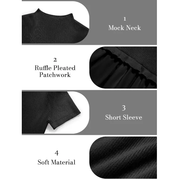 Haloumoning Girls Short Sleeve Mock Neck Dress Summer Casual Dresses A-Line Swing Elegant Sundress