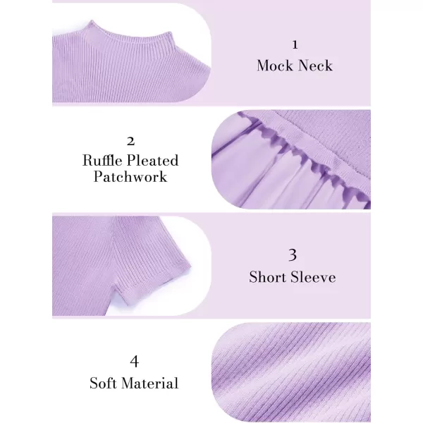 Haloumoning Girls Short Sleeve Mock Neck Dress Summer Casual Dresses A-Line Swing Elegant Sundress
