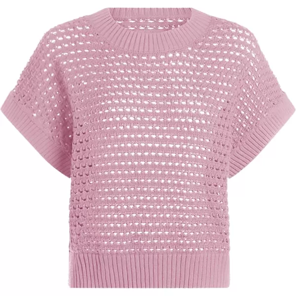 Haloumoning Girls Short Sleeve T Shirt Crewneck Knit Crop Top Hollow Out Pullovers Sweater 5-14 Years