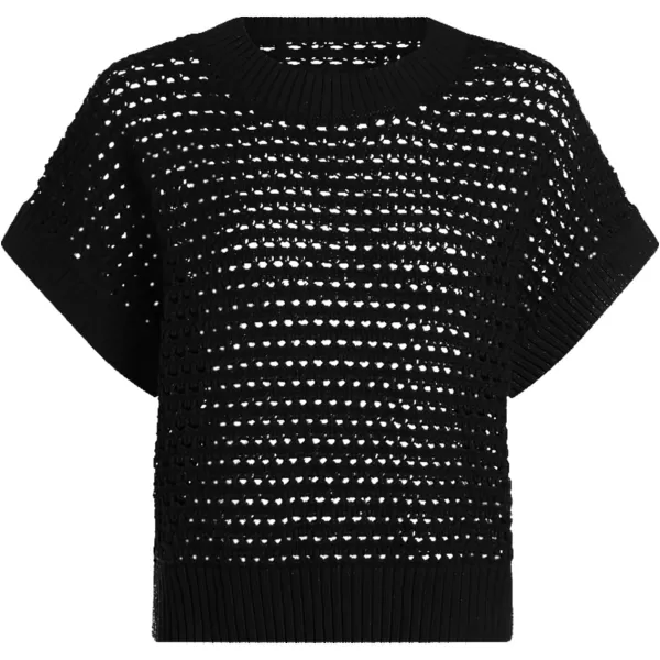 Haloumoning Girls Short Sleeve T Shirt Crewneck Knit Crop Top Hollow Out Pullovers Sweater 5-14 Years