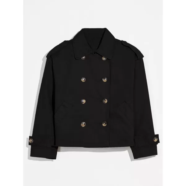Haloumoning Girls Short Trench Coat Double Breasted Long Sleeve Casual Jackets Fall Outwear with Pockets