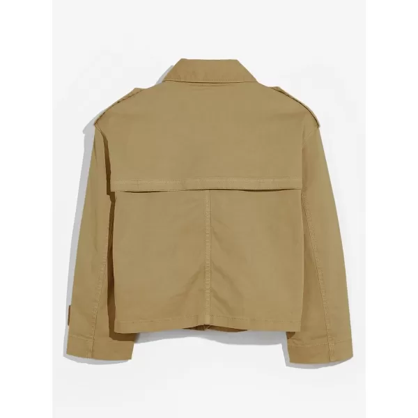 Haloumoning Girls Short Trench Coat Double Breasted Long Sleeve Casual Jackets Fall Outwear with Pockets