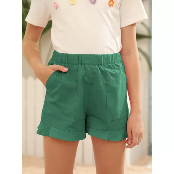 Haloumoning Girls Shorts Casual Floral Printed Short Pants Summer Ruffle Beach Shorts with Pockets Size 4-15