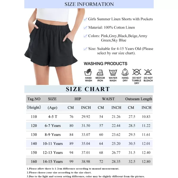Haloumoning Girls Shorts Casual Floral Printed Short Pants Summer Ruffle Beach Shorts with Pockets Size 4-15