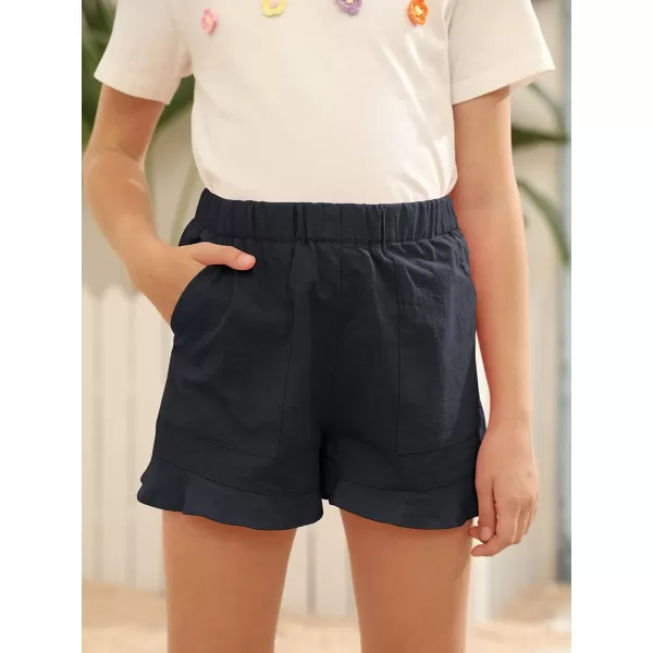 Haloumoning Girls Shorts Casual Floral Printed Short Pants Summer Ruffle Beach Shorts with Pockets Size 4-15