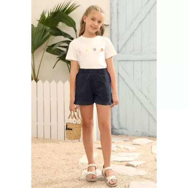 Haloumoning Girls Shorts Casual Floral Printed Short Pants Summer Ruffle Beach Shorts with Pockets Size 4-15