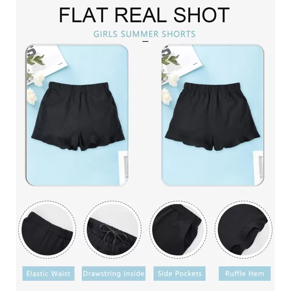 Haloumoning Girls Shorts Casual Floral Printed Short Pants Summer Ruffle Beach Shorts with Pockets Size 4-15
