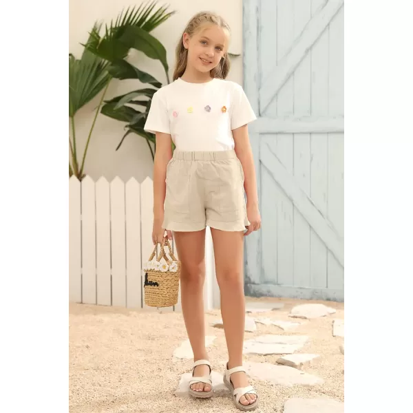Haloumoning Girls Shorts Casual Floral Printed Short Pants Summer Ruffle Beach Shorts with Pockets Size 4-15