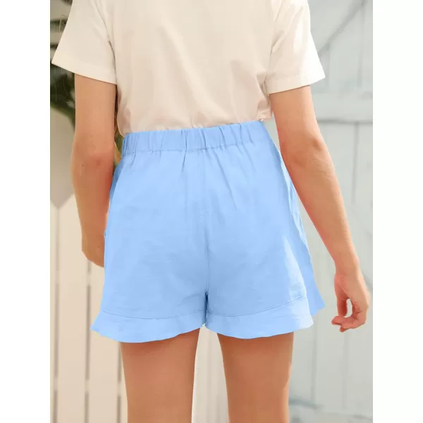 Haloumoning Girls Shorts Casual Floral Printed Short Pants Summer Ruffle Beach Shorts with Pockets Size 4-15