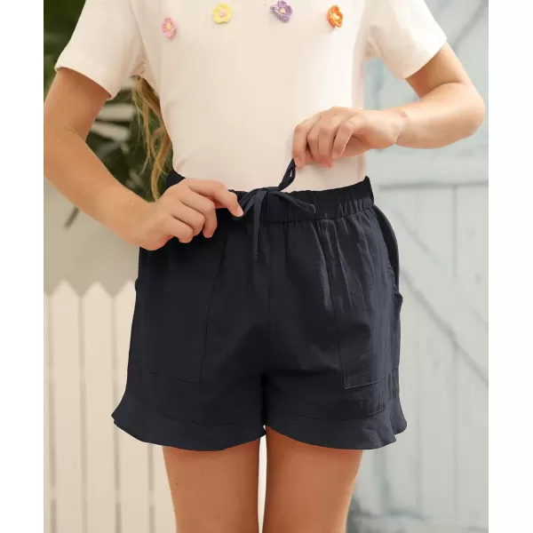 Haloumoning Girls Shorts Casual Floral Printed Short Pants Summer Ruffle Beach Shorts with Pockets Size 4-15