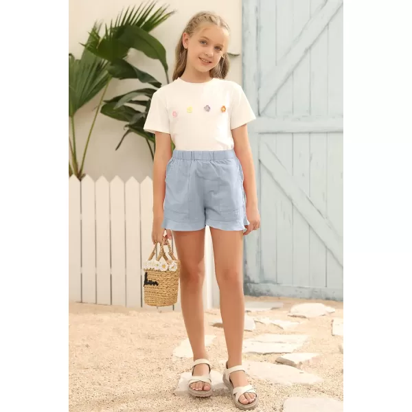 Haloumoning Girls Shorts Casual Floral Printed Short Pants Summer Ruffle Beach Shorts with Pockets Size 4-15