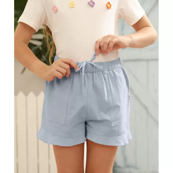 Haloumoning Girls Shorts Casual Floral Printed Short Pants Summer Ruffle Beach Shorts with Pockets Size 4-15