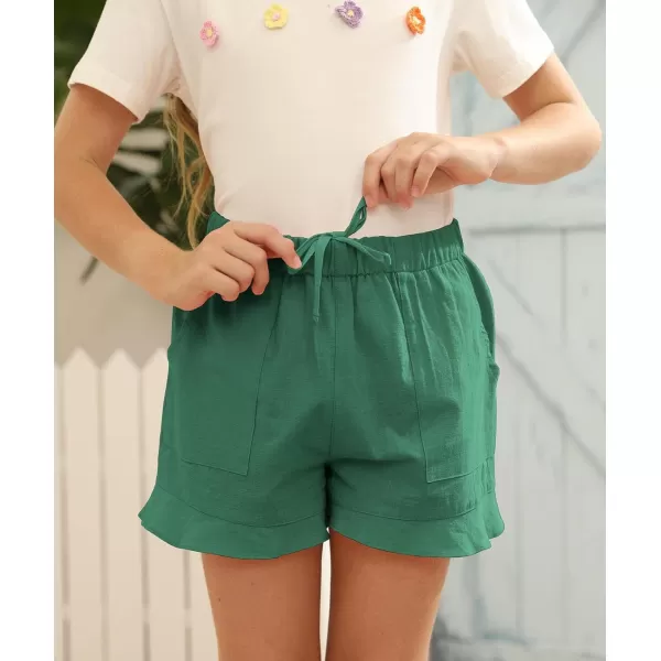 Haloumoning Girls Shorts Casual Floral Printed Short Pants Summer Ruffle Beach Shorts with Pockets Size 4-15