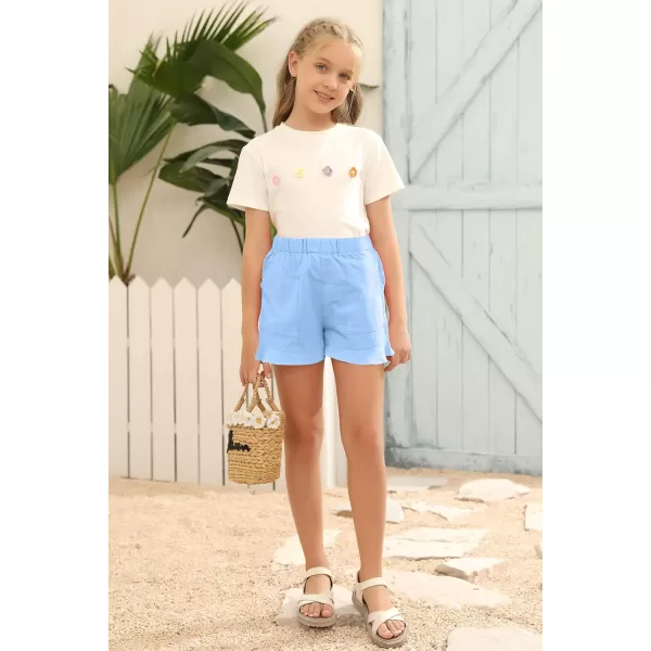 Haloumoning Girls Shorts Casual Floral Printed Short Pants Summer Ruffle Beach Shorts with Pockets Size 4-15