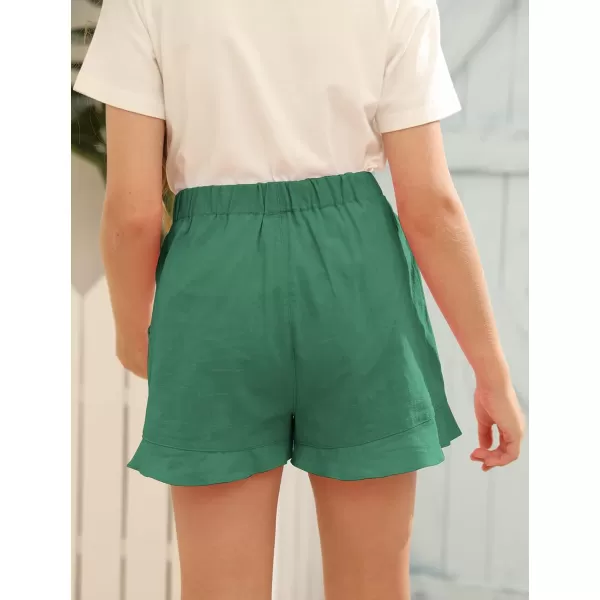 Haloumoning Girls Shorts Casual Floral Printed Short Pants Summer Ruffle Beach Shorts with Pockets Size 4-15