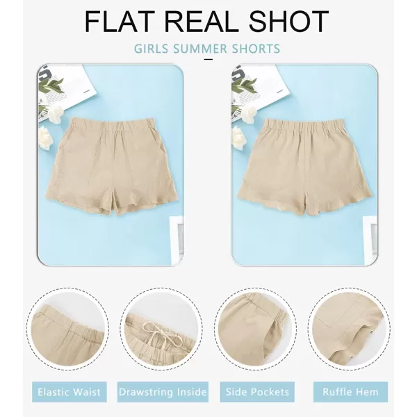 Haloumoning Girls Shorts Casual Floral Printed Short Pants Summer Ruffle Beach Shorts with Pockets Size 4-15