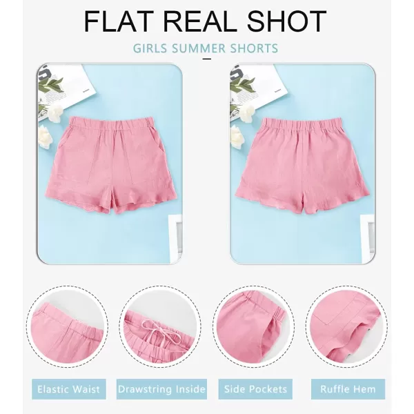 Haloumoning Girls Shorts Casual Floral Printed Short Pants Summer Ruffle Beach Shorts with Pockets Size 4-15