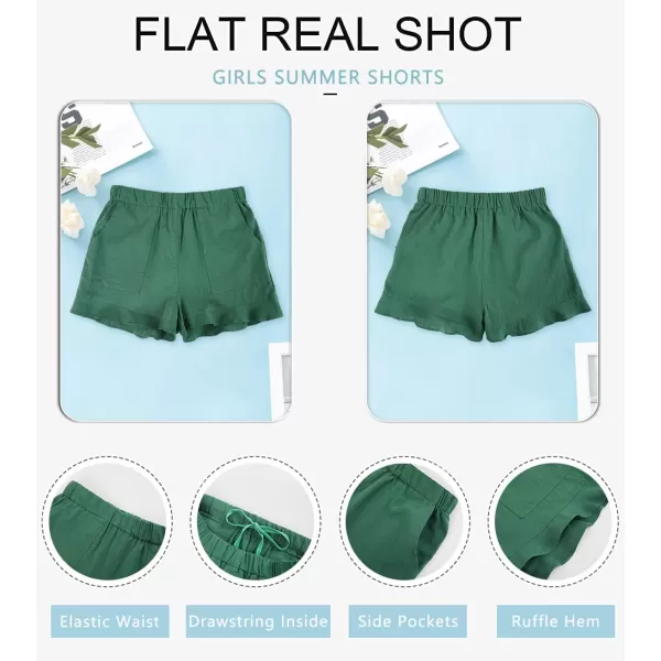 Haloumoning Girls Shorts Casual Floral Printed Short Pants Summer Ruffle Beach Shorts with Pockets Size 4-15