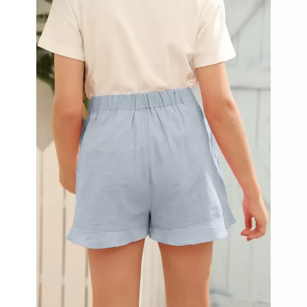 Haloumoning Girls Shorts Casual Floral Printed Short Pants Summer Ruffle Beach Shorts with Pockets Size 4-15
