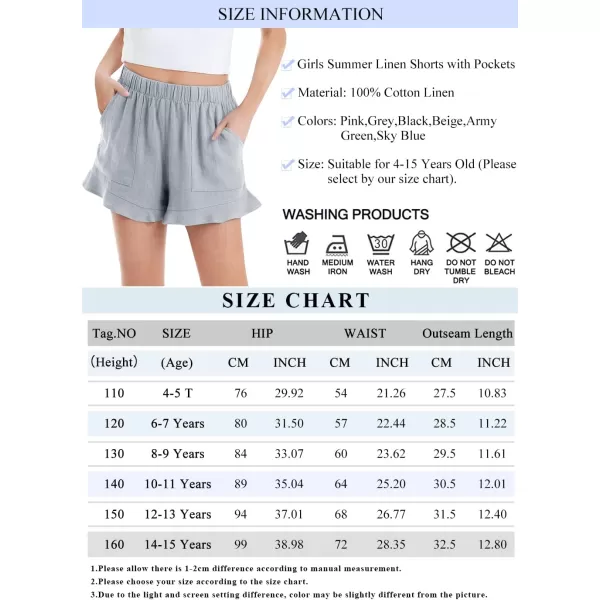 Haloumoning Girls Shorts Casual Floral Printed Short Pants Summer Ruffle Beach Shorts with Pockets Size 4-15