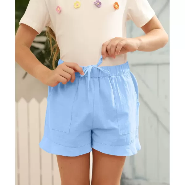 Haloumoning Girls Shorts Casual Floral Printed Short Pants Summer Ruffle Beach Shorts with Pockets Size 4-15