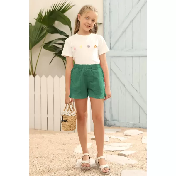 Haloumoning Girls Shorts Casual Floral Printed Short Pants Summer Ruffle Beach Shorts with Pockets Size 4-15