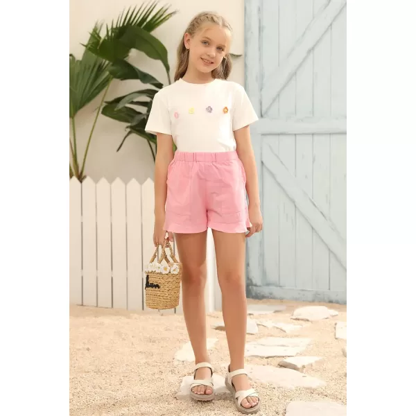 Haloumoning Girls Shorts Casual Floral Printed Short Pants Summer Ruffle Beach Shorts with Pockets Size 4-15