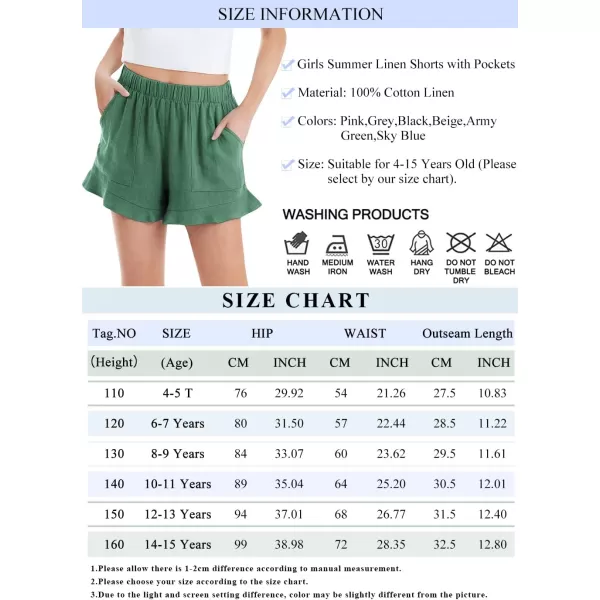 Haloumoning Girls Shorts Casual Floral Printed Short Pants Summer Ruffle Beach Shorts with Pockets Size 4-15