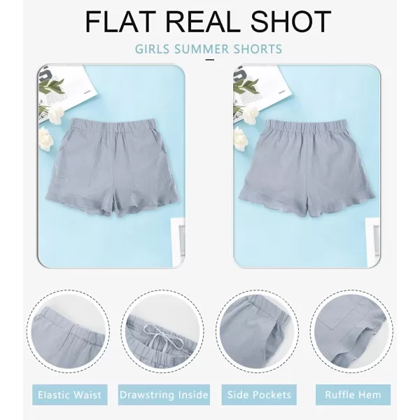 Haloumoning Girls Shorts Casual Floral Printed Short Pants Summer Ruffle Beach Shorts with Pockets Size 4-15