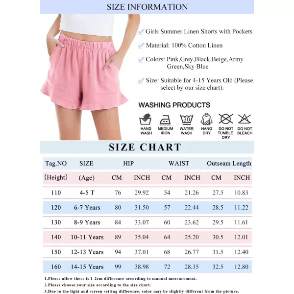Haloumoning Girls Shorts Casual Floral Printed Short Pants Summer Ruffle Beach Shorts with Pockets Size 4-15